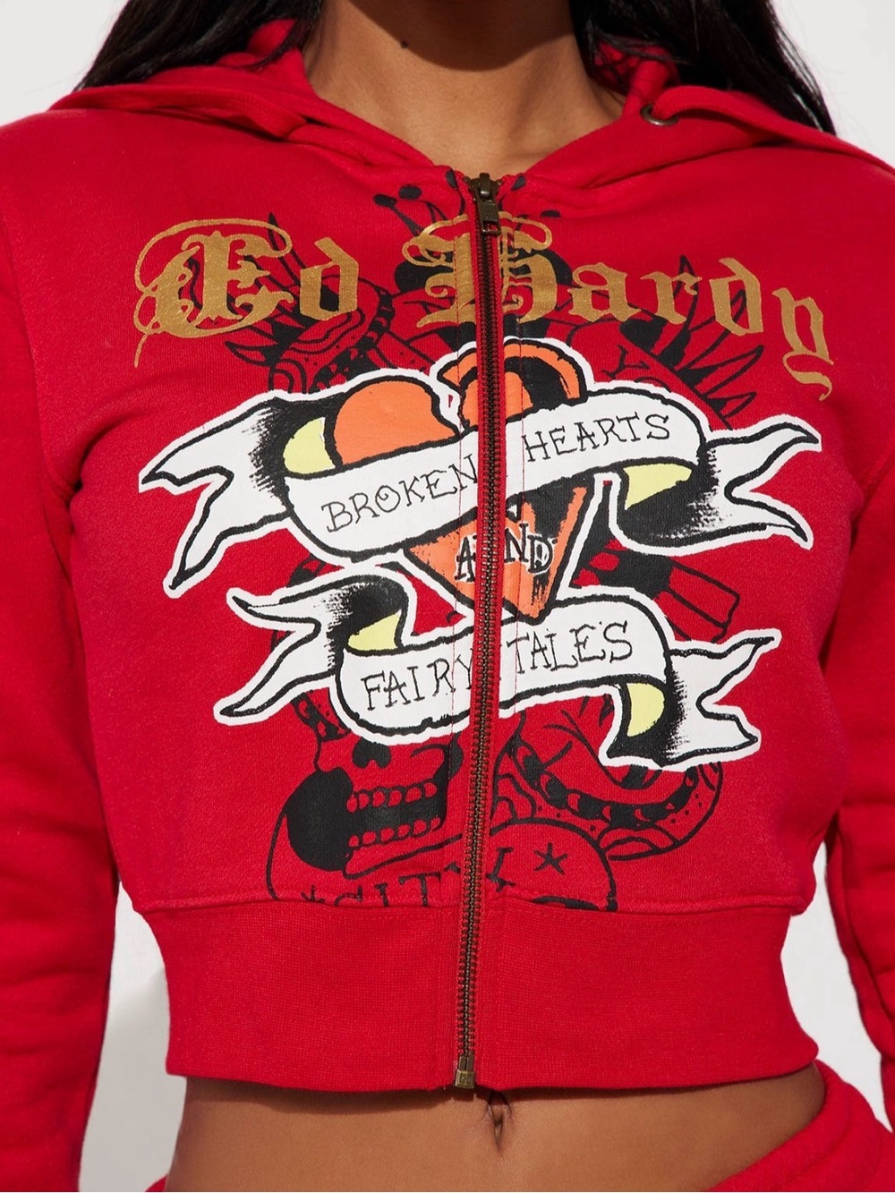 Ed Hardy ' Red Graphic Zip Hoodie And Pants